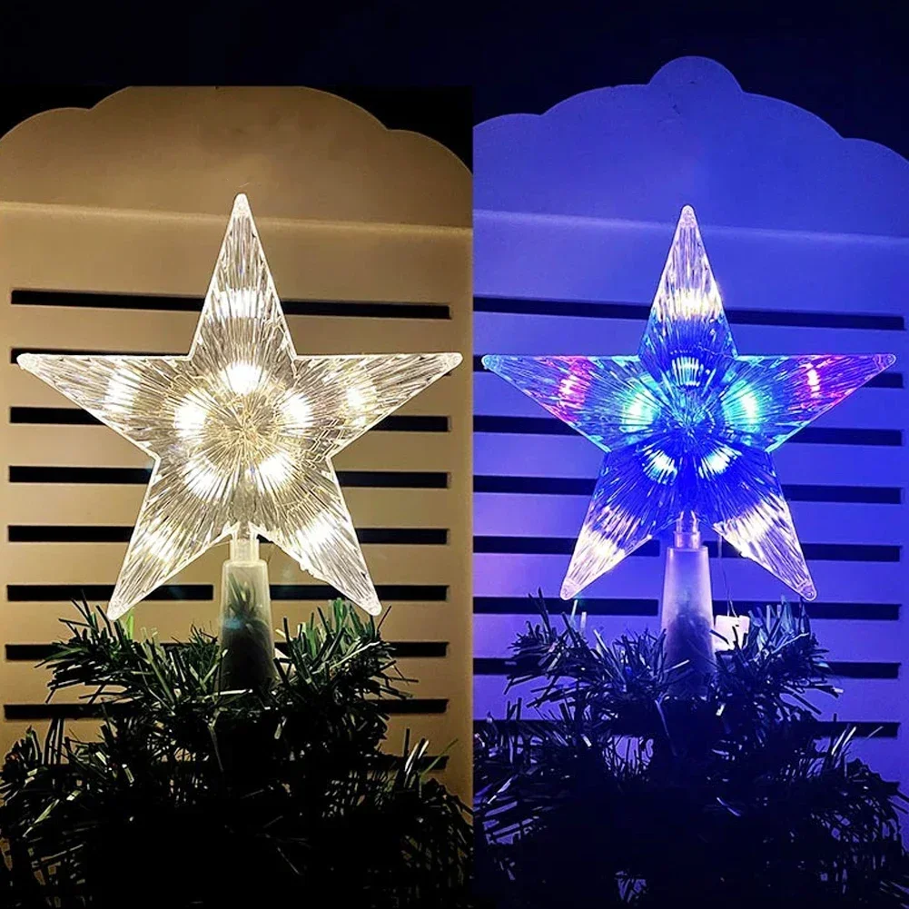 Festive LED Star Tree Topper - Illuminated Christmas Holiday Decoration