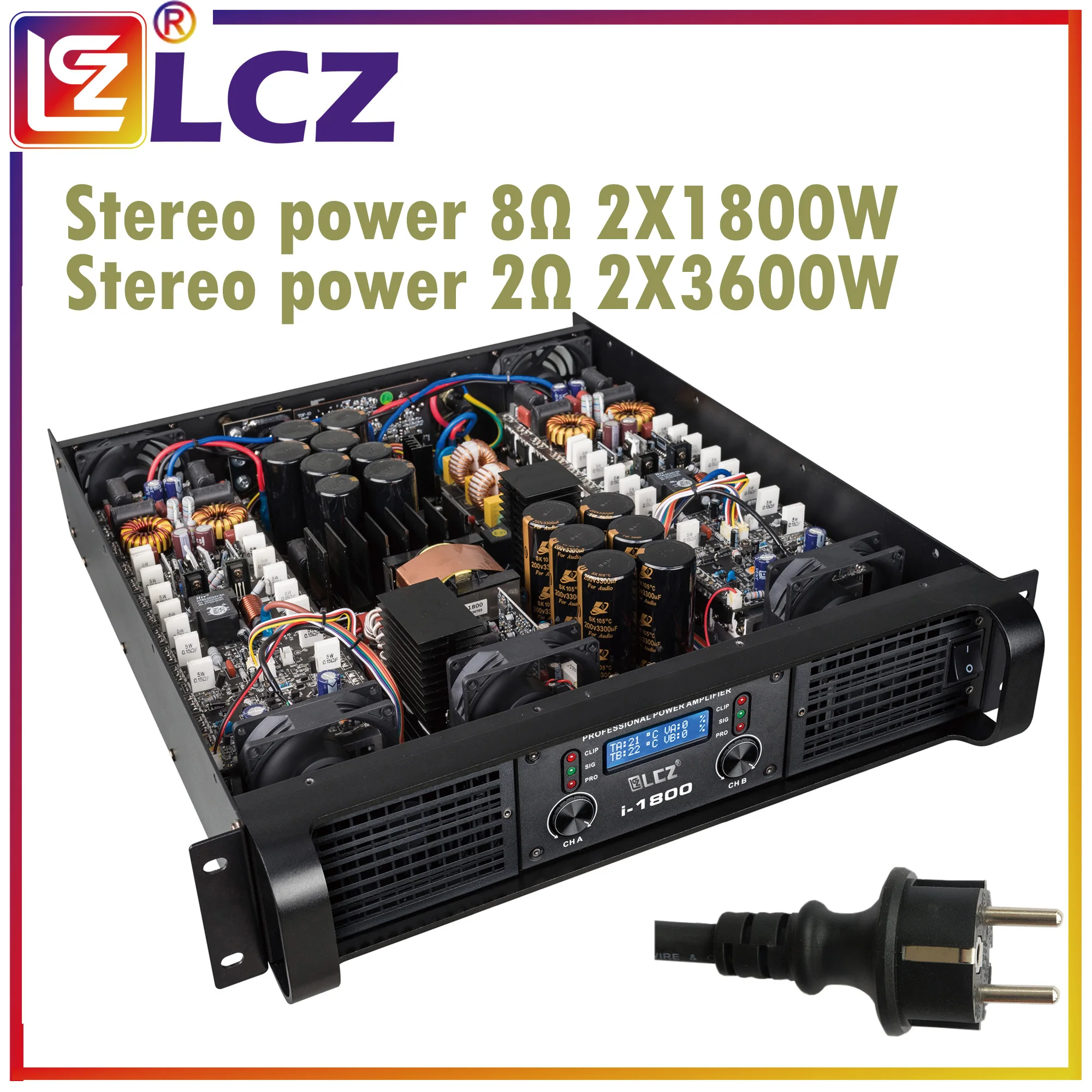 LCZI1800xsStereoSoundPowerAmplifierStageProfessional2x1800Watt