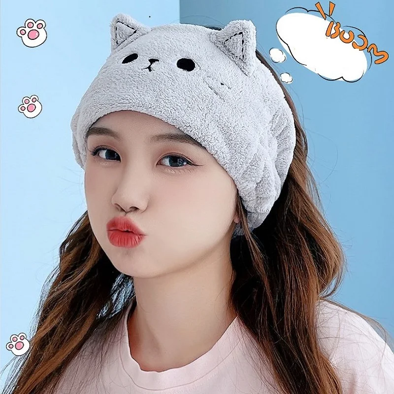Stirnbänder mit Waschgesicht, Korallen-Fleece, Katze, elastischer Turban, Kopfbedeckung für Frauen und Mädchen, Baumwolle, weiches Bandana, Haar-Accessoires – Detail 4