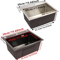 Évier de cuisine en acier inoxydable 304, 50cm x 40cm, adapté au balcon, Bar, lavabo de nettoyage à réservoir unique 4
