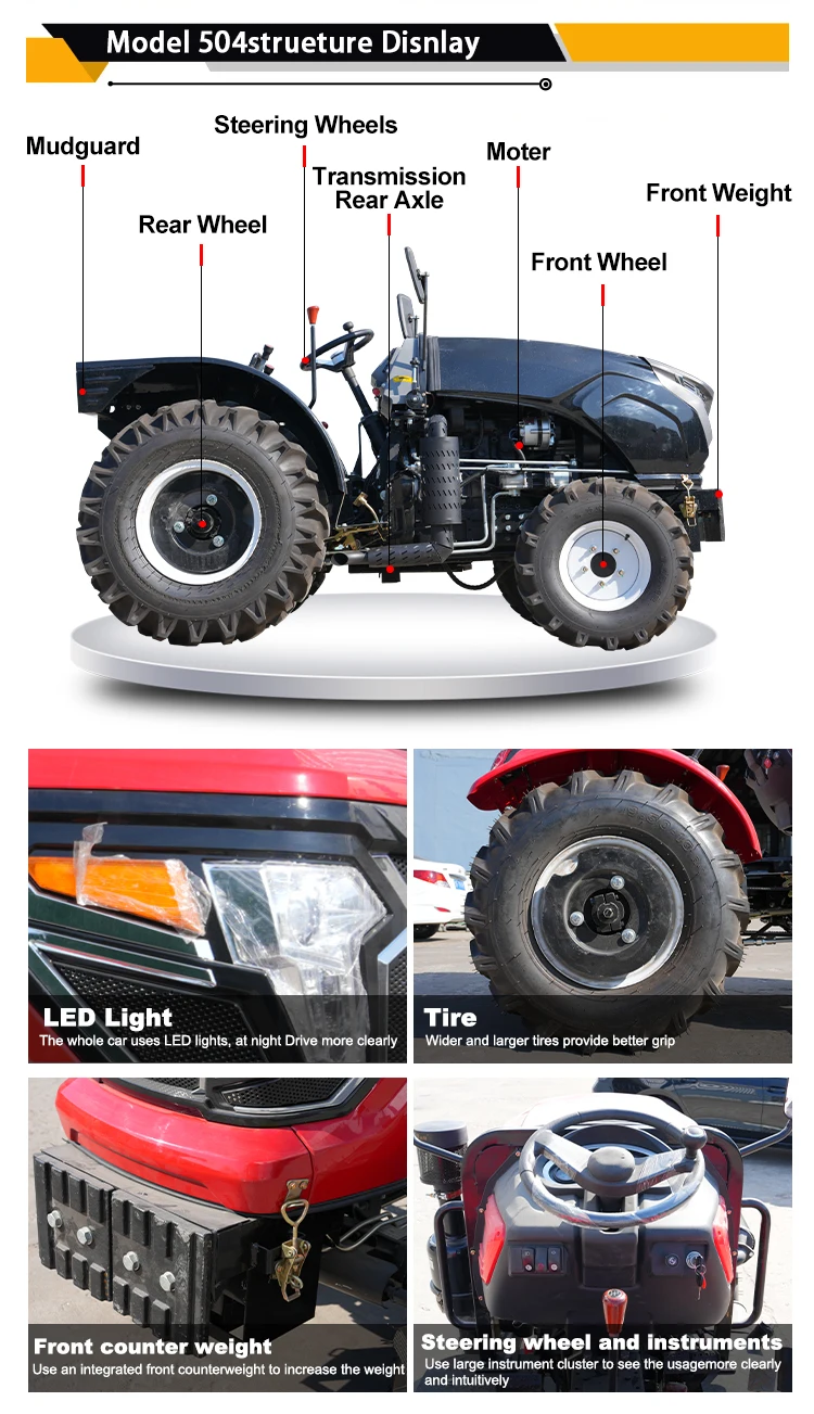 80 PS Traktor, CE-zertifiziert, individuelles Design & Farbe, bester Fabrikpreis, schneller Versand – Detail 3