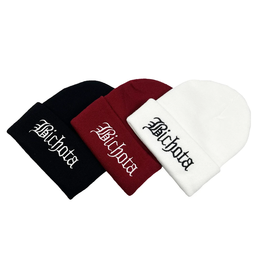 

Men Women Personality Letter embroidery Knitted Hat Warm Soft Wool Bonnet Hat Hip Hop Ski Hat Skullies Beanies Caps Boys Gifts