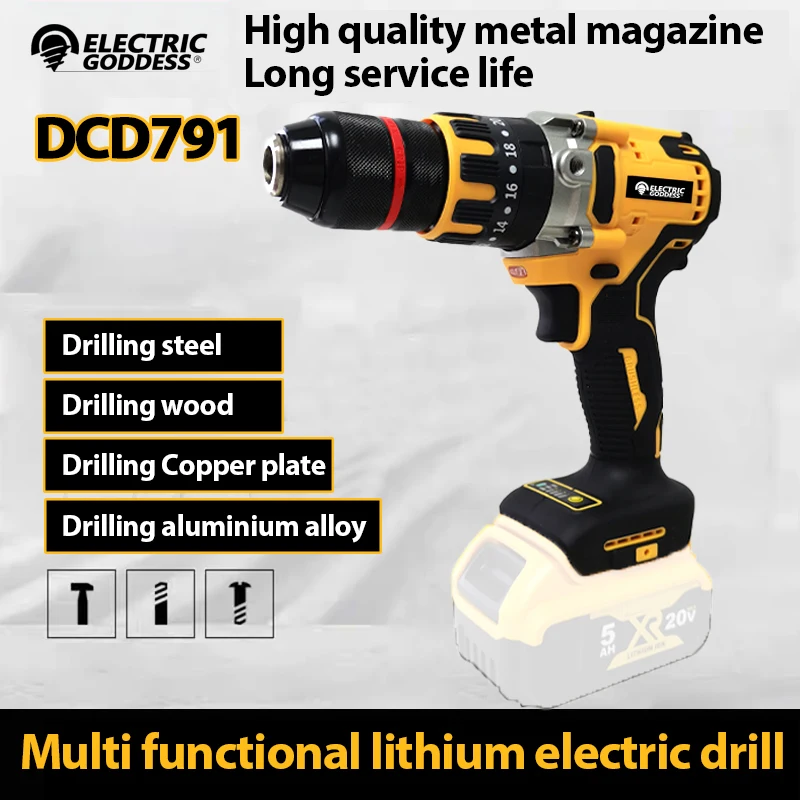 Electric Goddess DCD791 Cordless Small Electric Drill/Driver 20V Brushless Compact Screwdriver for Dewalt Battery Power Tool гайковерт dewalt dcf891p2t 1 2 compact xr 18v brushless