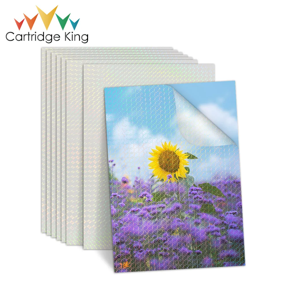 Half Transparent Holographic Overlay Lamination Vinyl A4 Size Self-Adhesive Laminate Waterproof Vinyl Sticker Paper 10 Sheets