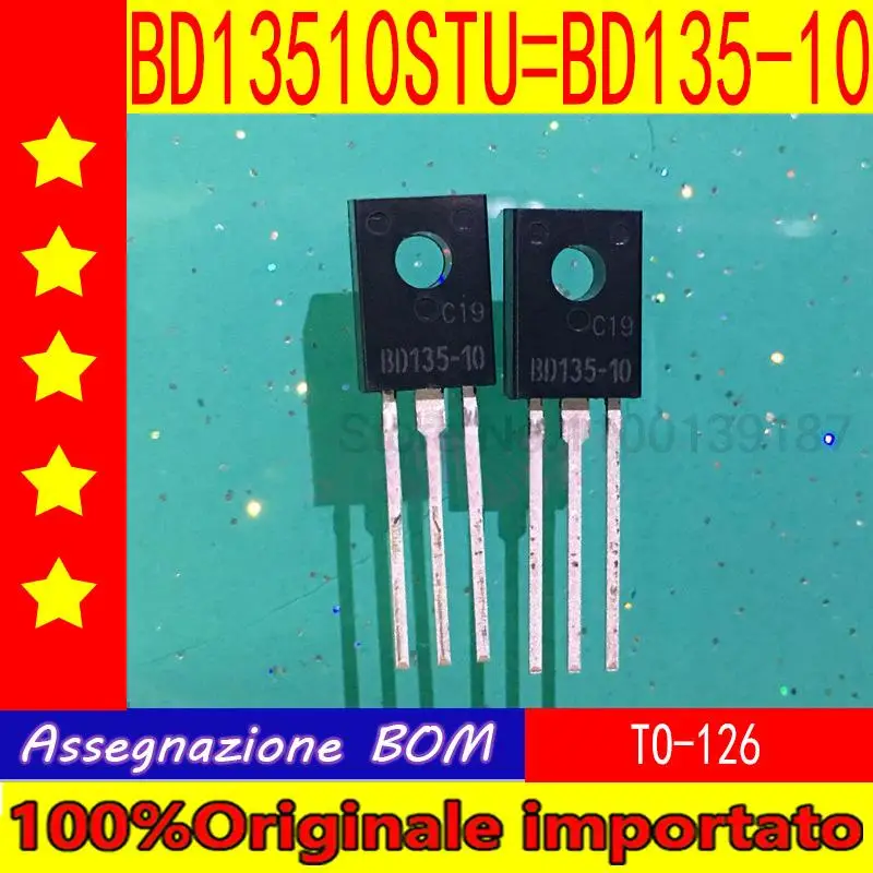

10 шт./лот BD13510STU BD13510S BD135-10 TO-126 npn Мощный транзистор
