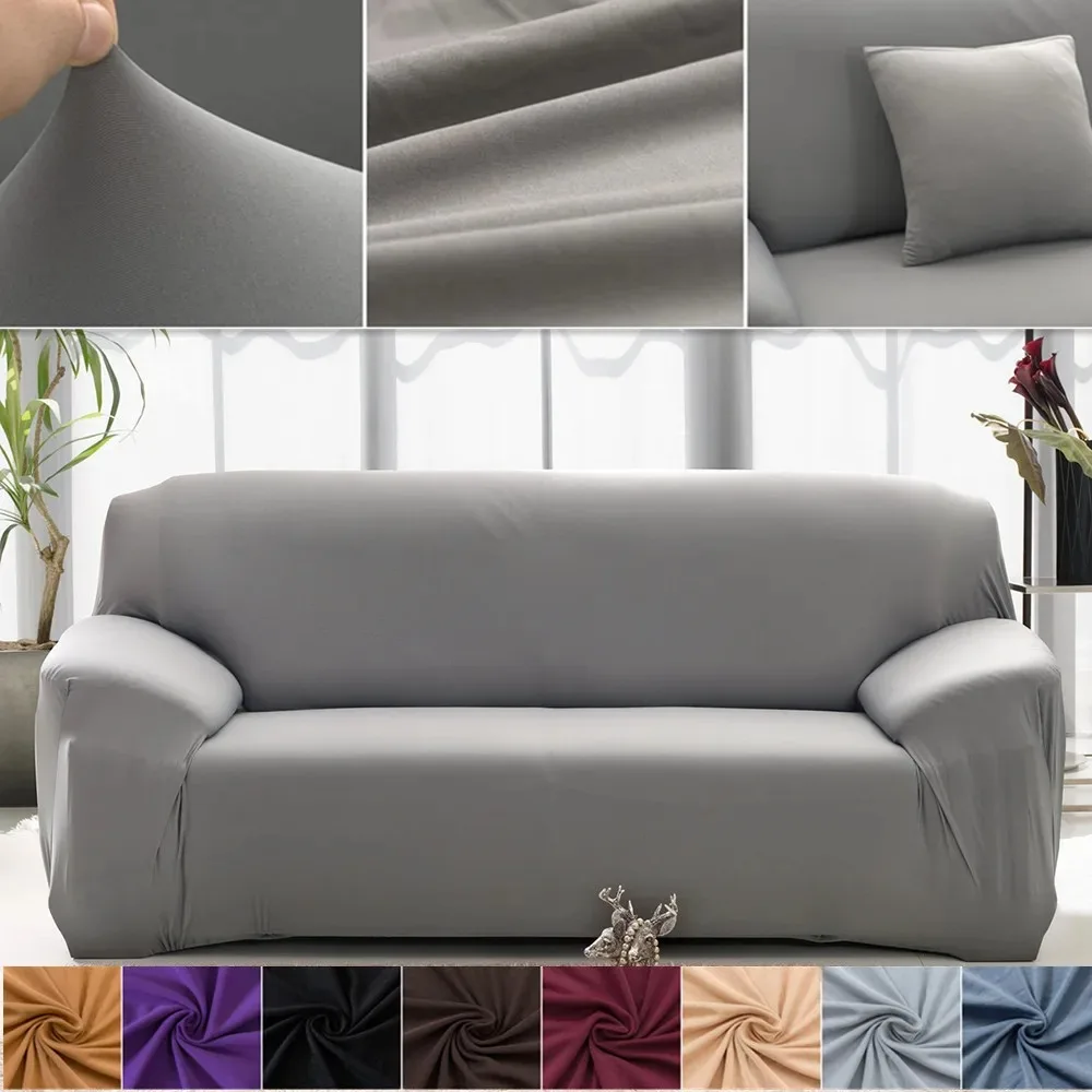 Solid Color 1/2/3/4 Seat Sofa Covers for Living Room Elastic Milk