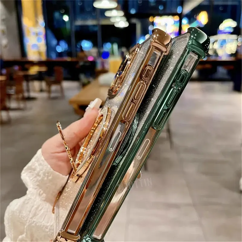 Pearl Butterfly Lanyard Phone Holder Case