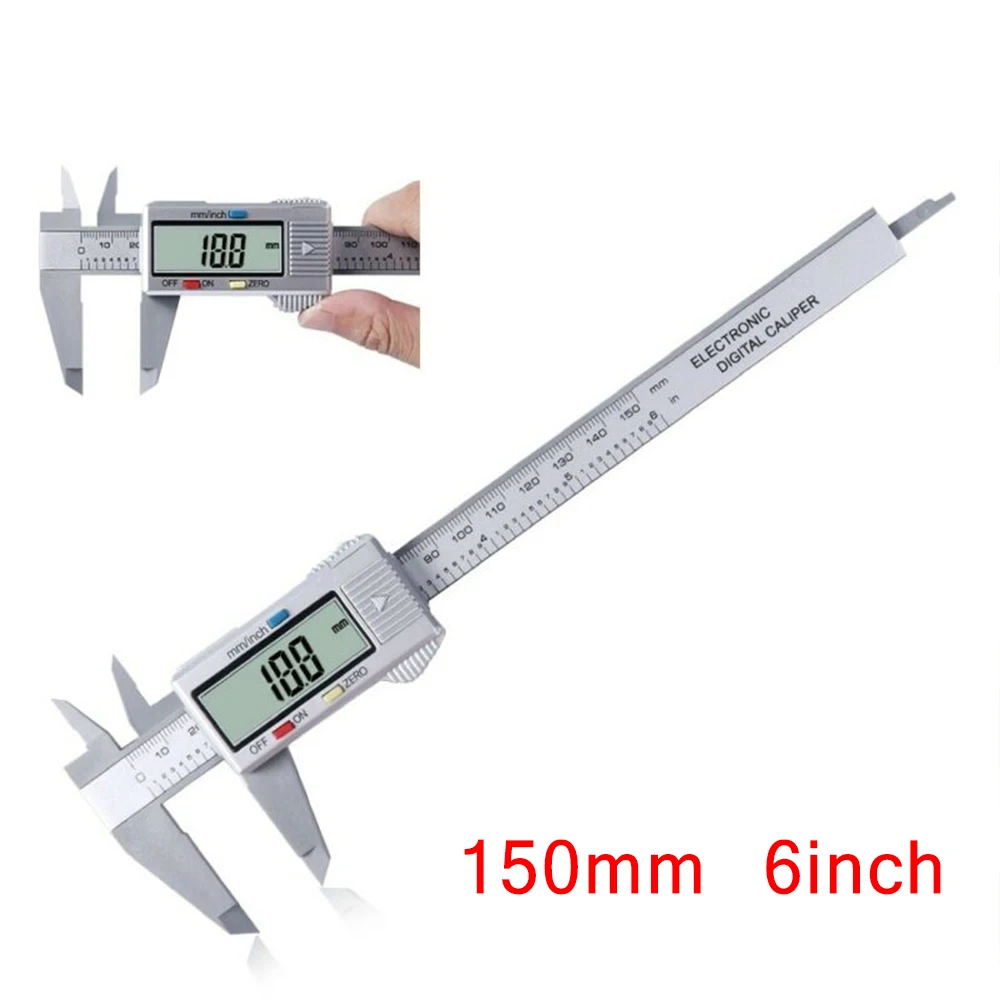 

150mm 6Inch Electronic Digital Caliper Carbon Fiber Dial Vernier Caliper Gauge Micrometer Measuring Tool Digital Ruler