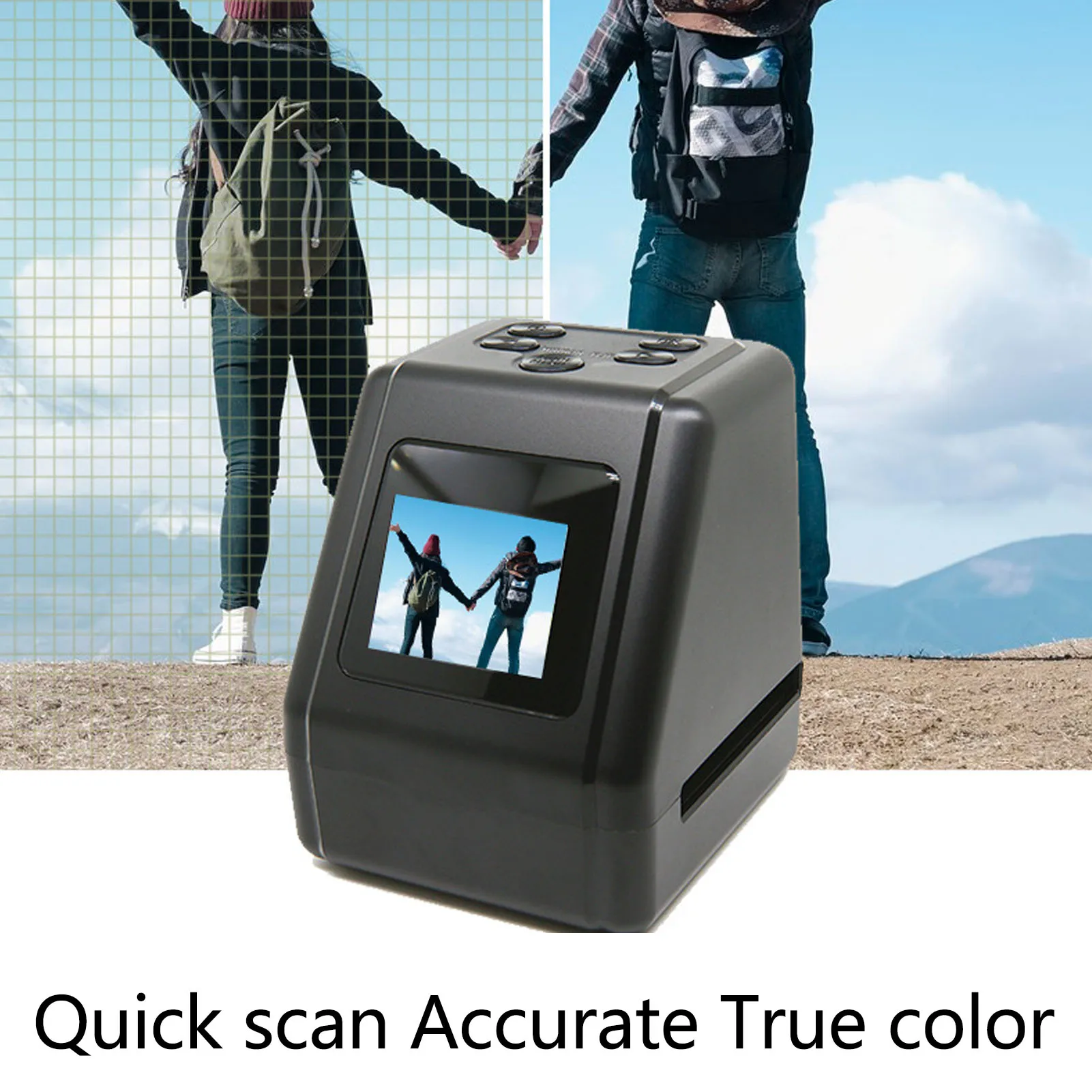 Film scanner 2in screen slide scanner convert 135 126 110 8mm slides to