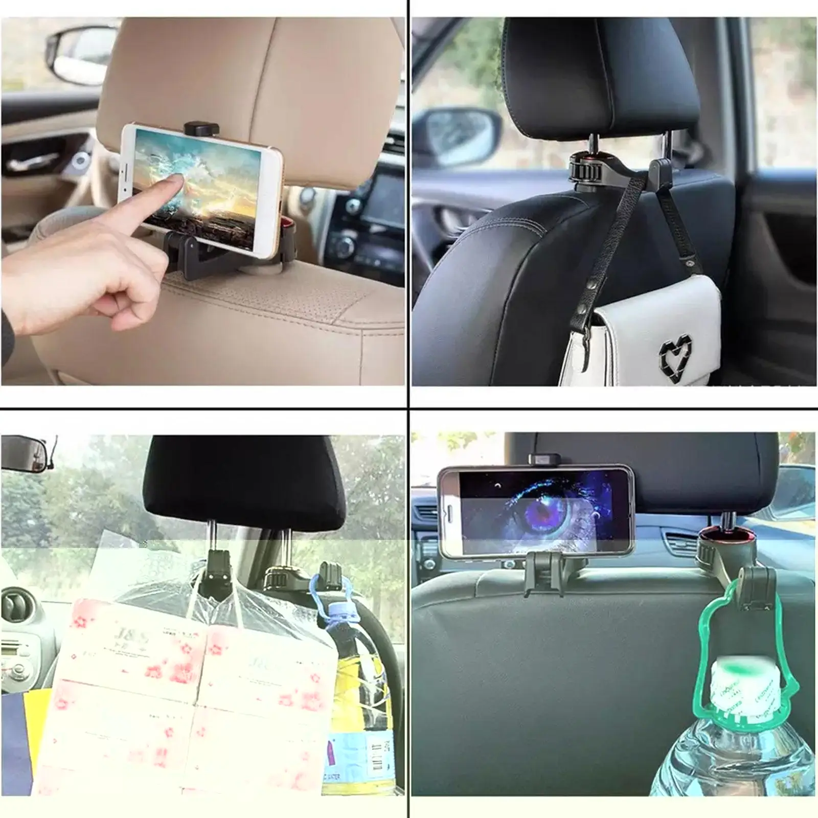 2 in 1 Auto Kopfstütze versteckter Haken mit Telefon halter multifunktion  ale Auf hänge haken Sitz lehne Kleiderbügel für Auto Kleinigkeiten Lagerung  - AliExpress