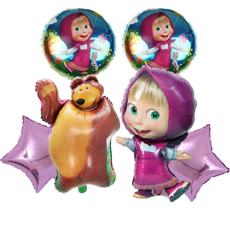 Mascha und der Bär Geburtstagsparty Dekorationsset Mädchen Mascha und Michka Geburtstagsteller Servietten Ballon Hintergrund Dekoration Zubehör – Detail 33