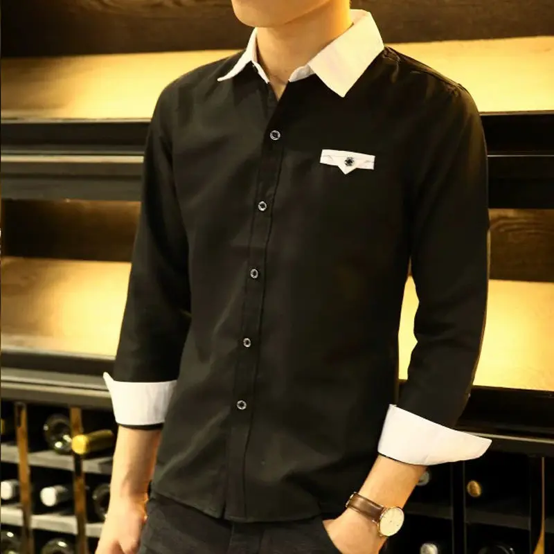 Fashion Lapel Spliced Button All-match Long Sleeve Shirt Men's Clothing 2023 Autumn Winter New Casual Tops Korean Shirts