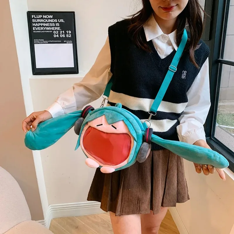 Kawaii Hatsune Miku Plush Figure Transparent Shoulder Backpack Gift