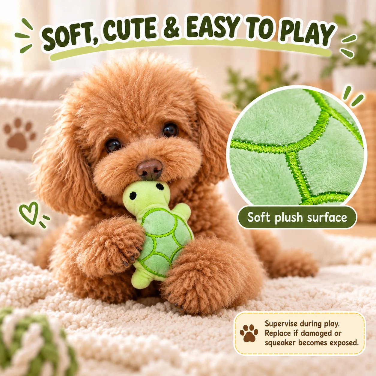 Mini Squeaky Turtle Dog Toy Soft Plush Interactive Chew Toy for Small Dogs Puppies Indoor Fetch Play Bite Sound Pet Toy Gift