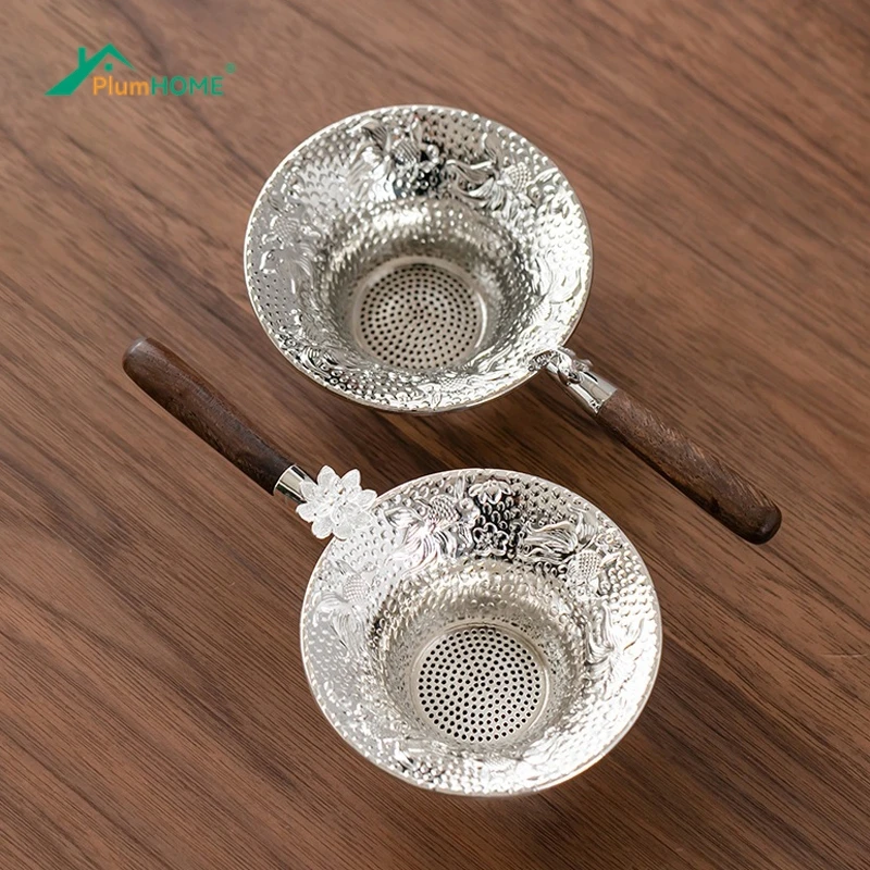 

Double-layer Fine Mesh Tea Strainer Stainless Steel Filter Sieve Teaware Carved Tea Drain Useful Tea Infuser Kitchen Accessories