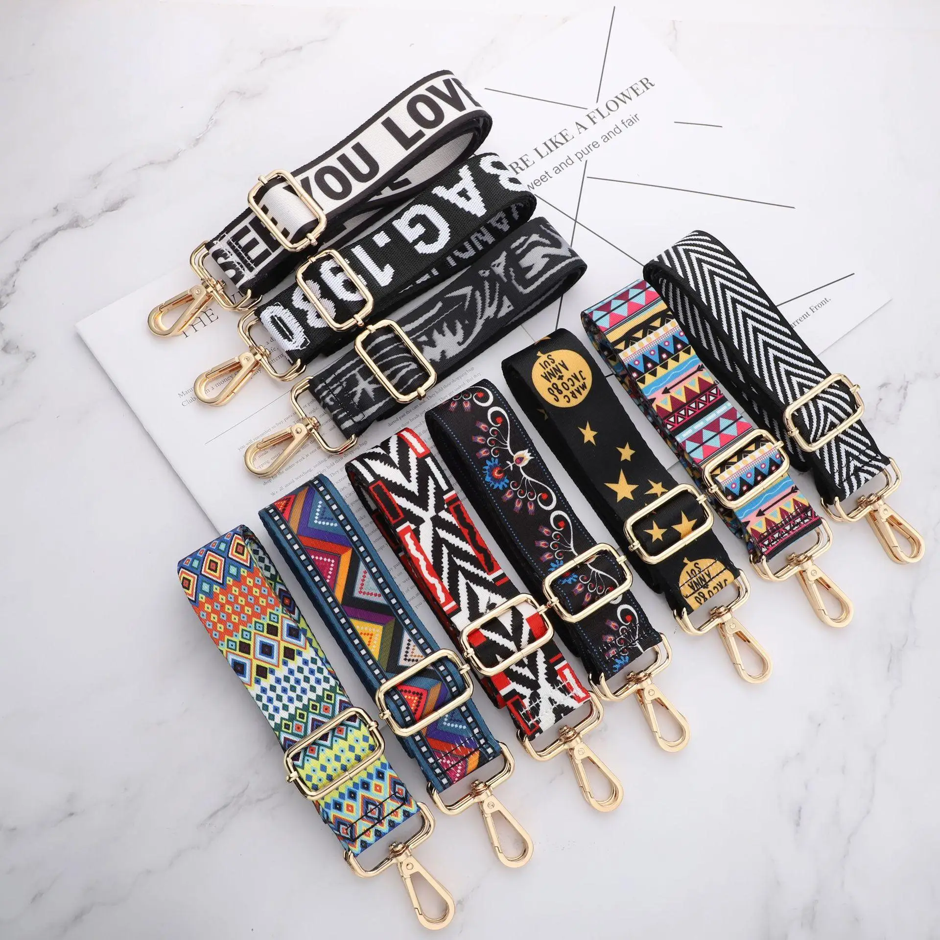 1.5 Wide Purse Strap, Crossbody Strap for Purses Replacement Adjustable  Length Guitar Multicolor Style Handbag Straps 