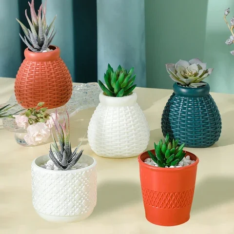 

Modern Plastic Vase Imitation Ceramic Flower Pot Shatterproof Flower Vase For Home European Wedding Decoration Simplicity Basket