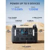 TB1200 Portable Power Station, 1152Wh LiFePO4 Solar Generator, 3*1200W(Peak 2400W)AC outlets, fully recharged in 2 hrs, Backup 2
