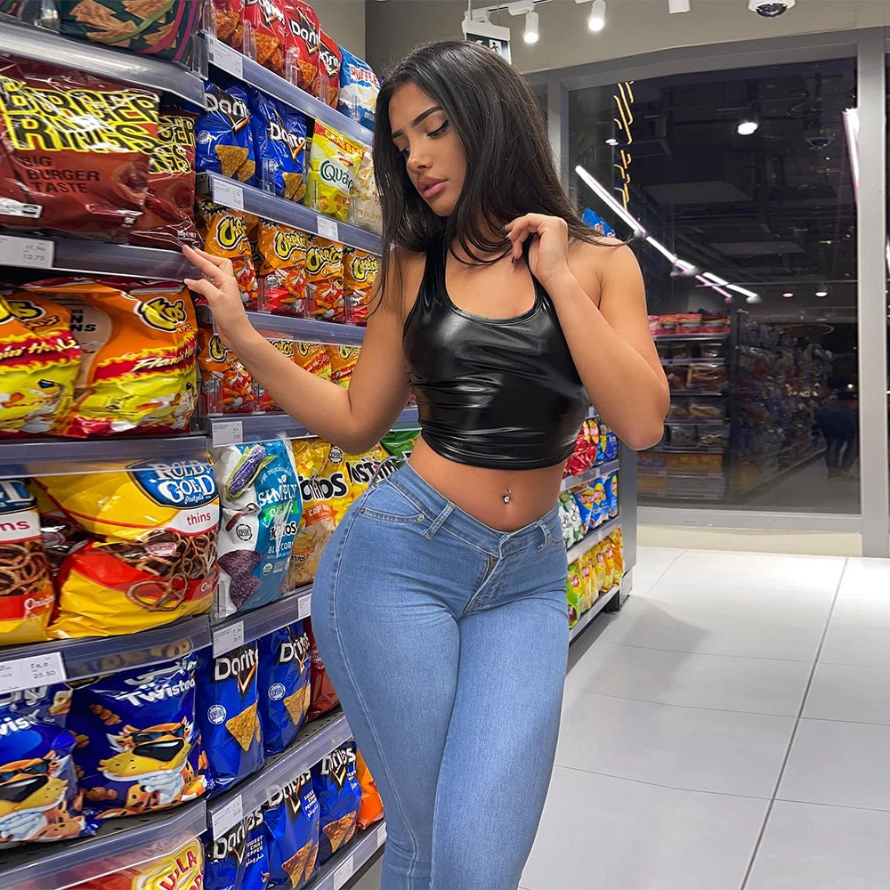 تمتد نحيل الدينيم المرأة الجينز منتصف الخصر السراو...