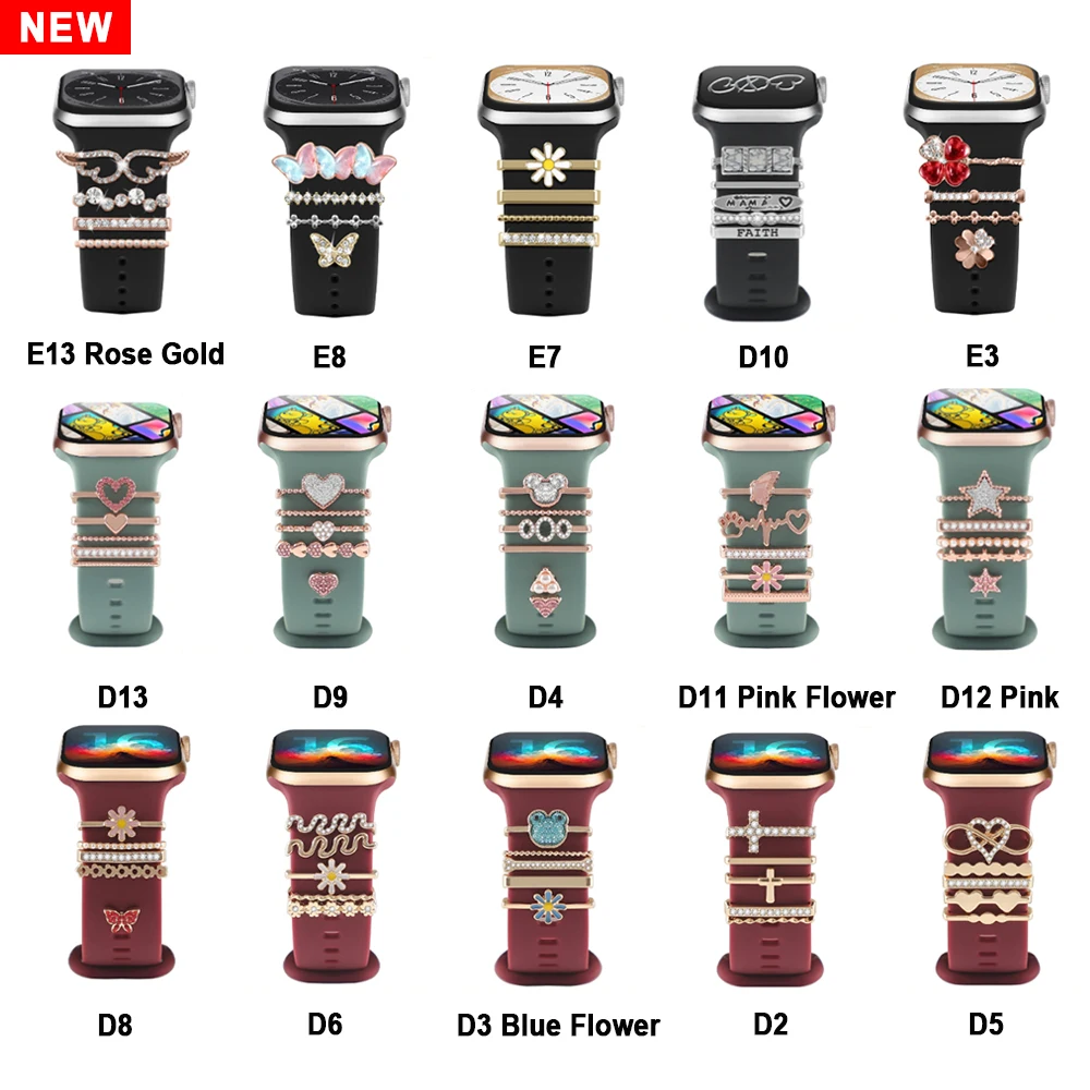 Elegant Diamond Jewelry Charms for Smartwatch Bands - Luxurious Strap Accessories