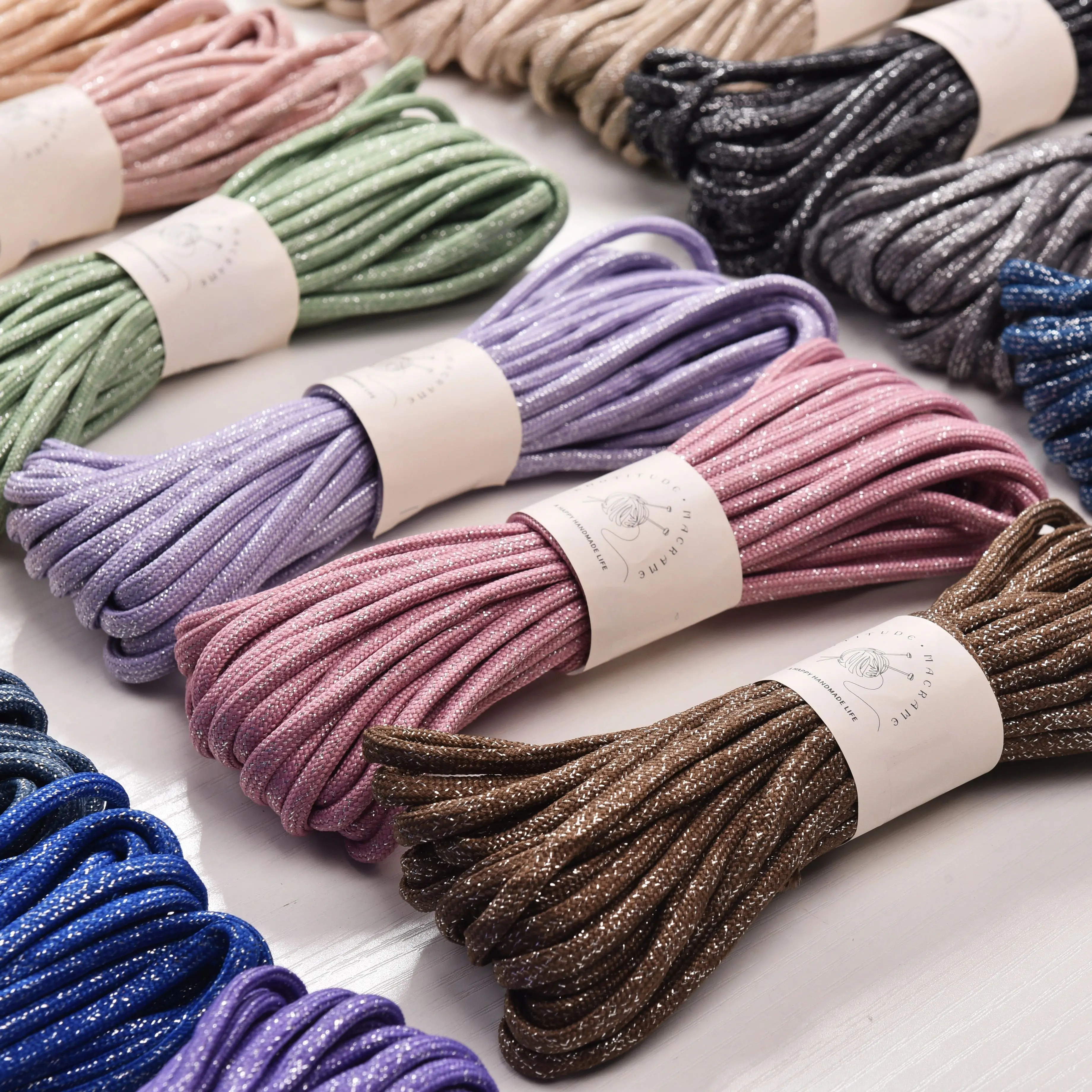 Silver Glossy Polyester Braid Rope with Shiny Lurex Metallic Finish - Ideal for DIY Jewelry Projects, 5mm x 10m
