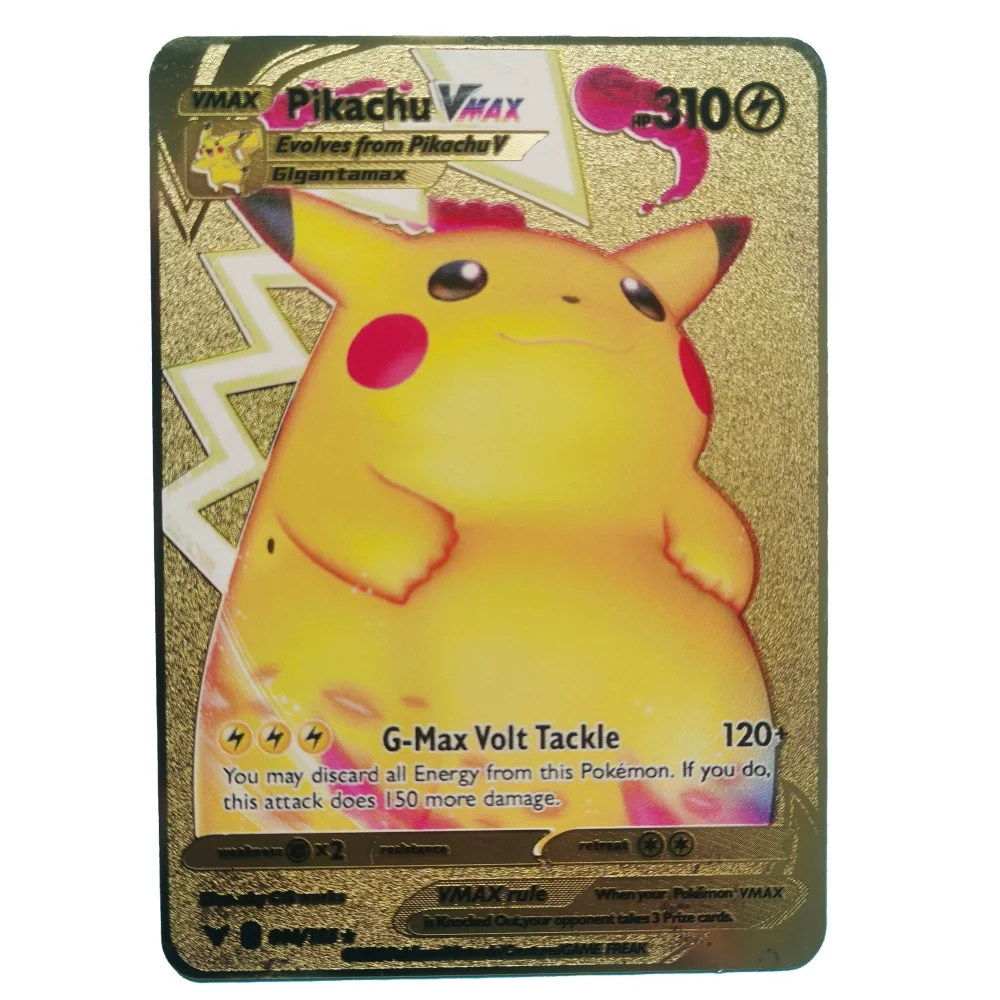 thumbnail image 1 of 20 Style New Cards Gold Metal Cards English Hard Iron Cards Mewtwo Pikachu Gx Charizard Vmax Package Game Coll, 1 of 5