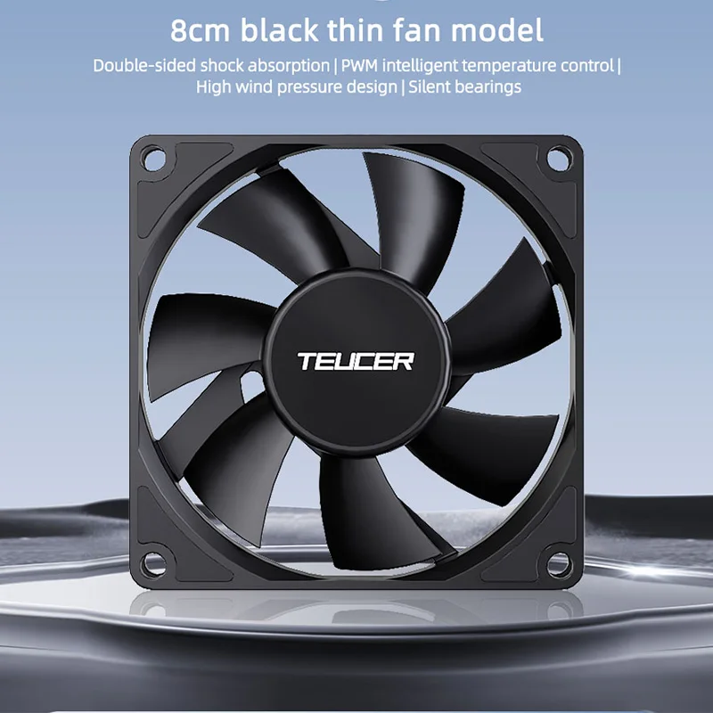 TEUCER 8015 Computer Case 80mm/92mm 4-pin PWM High Airflow Ultra-thin Cooling 1200-3000RPM Cascadable FDB Bearing Fan_voghion.com