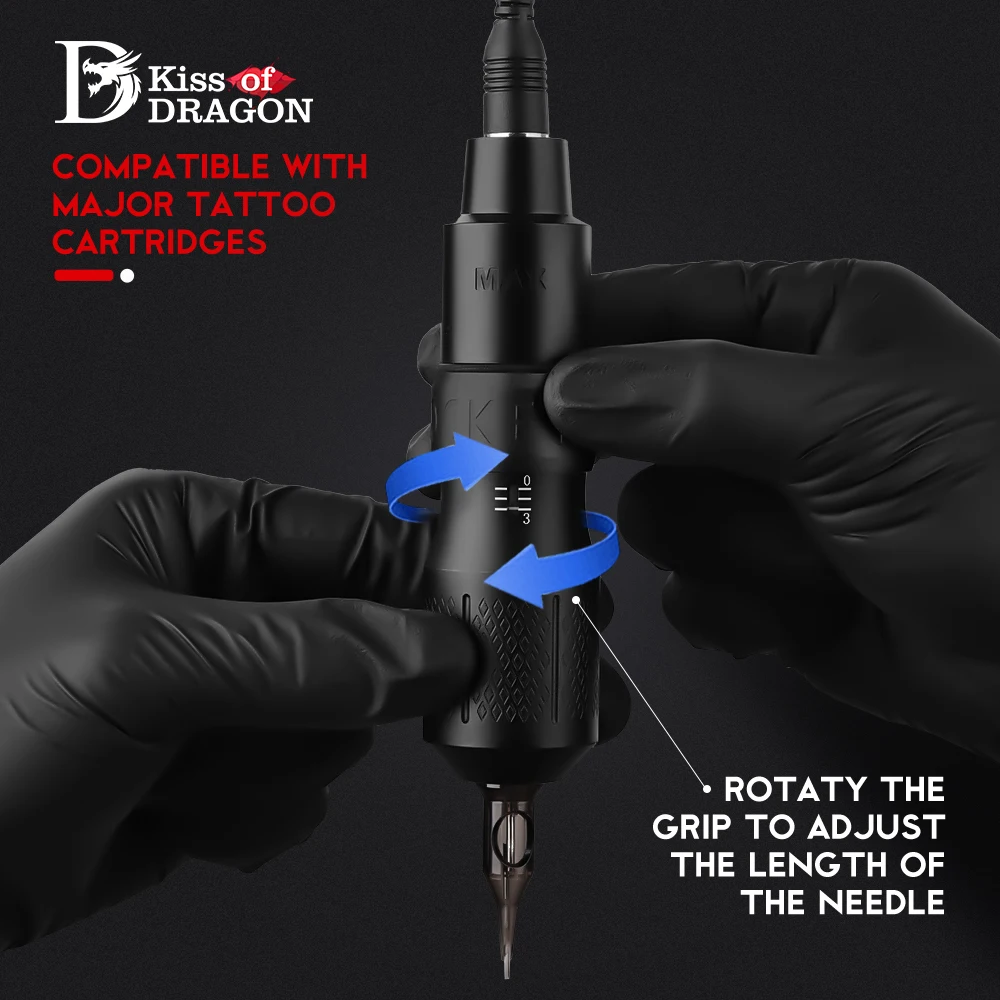 Tattoo Pen Tattoo Supplies Kiss Of Dragon Professional Rotary Tattoo Pen Quiet Gun Machine Supply With LED Light Permanent Makeup Eyeliner for Tattoo Body