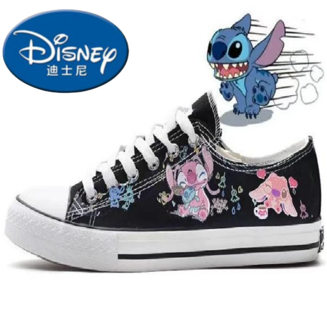 Disney-Lilo & Stitch sapatos de lona, desenhos animados bonitos, padrão  pequeno monstro, top alto, esportes, moda casual - AliExpress