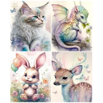 GATYZTORY Pittura moderna con i numeri su Cavas Simpatico animale Disegno con i numeri Artigianato Decorazioni murali Regalo fai da te per adulti Set 1