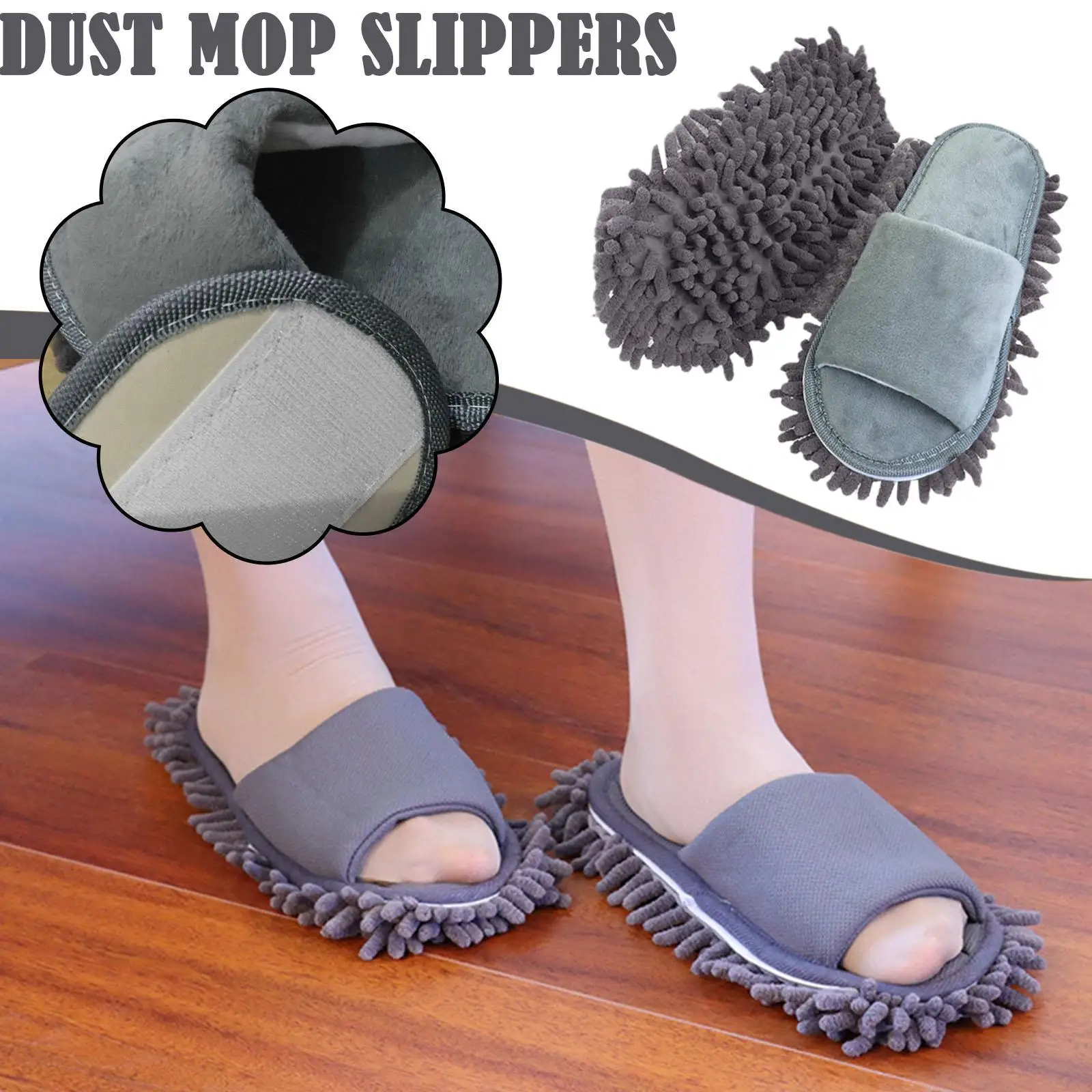 1pairWashableMicrofiberDustMopSlippersLazyQuickCleaningFloor
