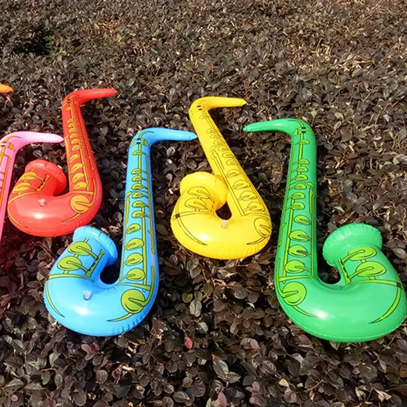 12pcs Children's Pvc Inflatable Guitar Balloon Musical Instrument Toy Microphone Guitar Saxophone Radio Lute Party Props Gift