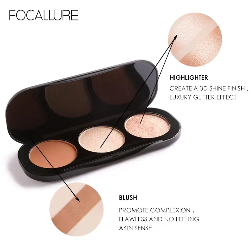 Wholesale FOCALLURE Pigment Blush Peach Palette Makeup Mineral Nourishing Cheek Tint Face Contour Blusher Powder Cream Cosmetics 4