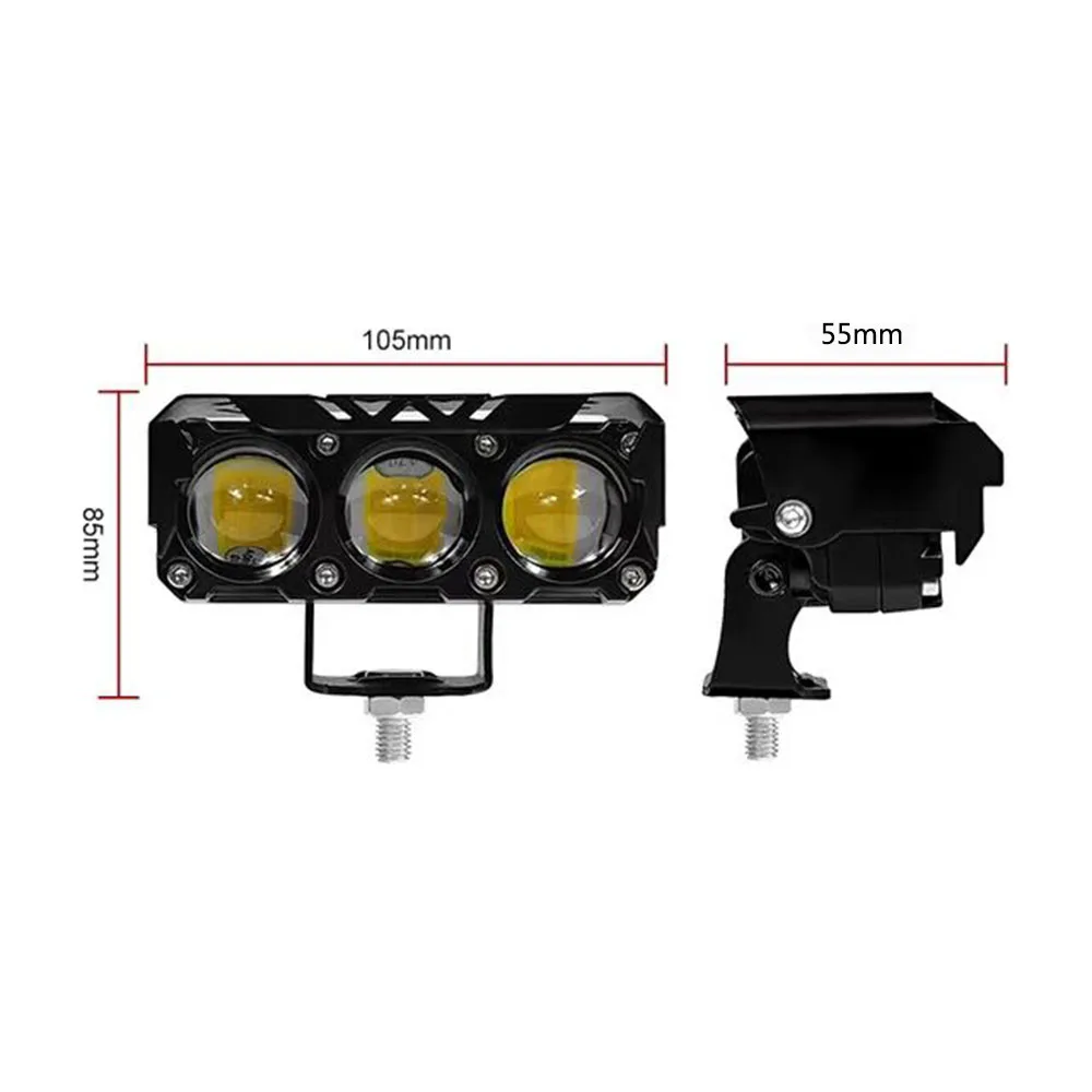 Motorcycle LED Lights Three eye light motorcycle LED spotlight dual color yellow and white high and low beam lights suitable for cars trucks 12V -