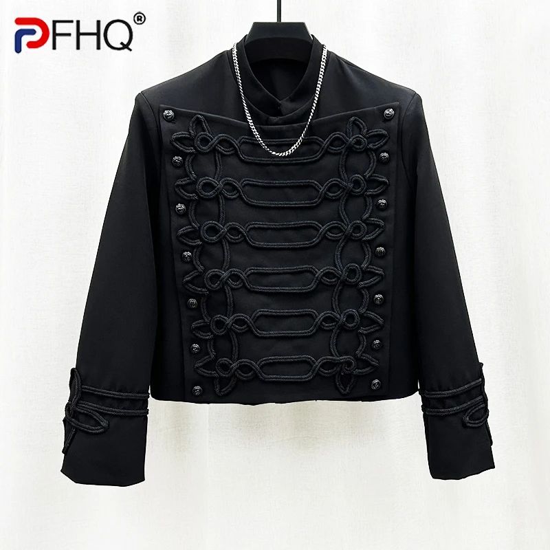 

PFHQ Men's Detachable Design Jackets Tide Darkwear Cool Haute Quality Heavy Industrial Short Suit Autumn Single Breasted 21Z2313
