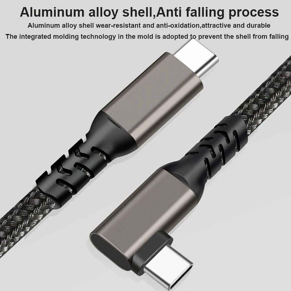 Enhanced USB C to USB C 90° Cable - 20Gbps, 4K@60Hz, 5A 100W PD Fast Charging