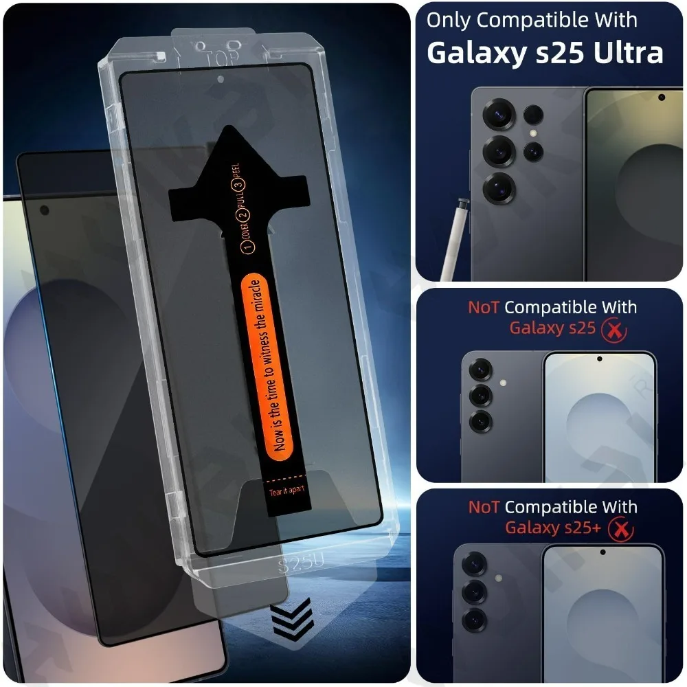 Premium Two-Pack Privacy Tempered Glass Screen Protector with Easy Dust-Free Installation