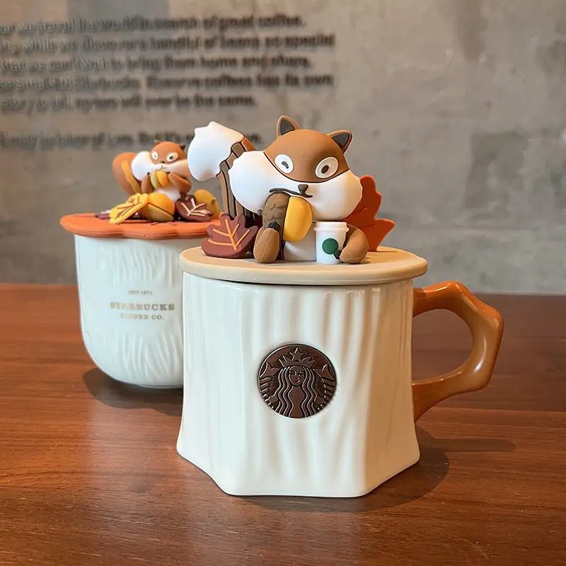 

Ceramic Cartoon Animal Squirrel Fox Mug with Lid Personalized Trendy Afternoon Tea Coffee Cup Home Office Safe Drinking Utensils
