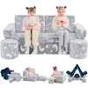 Kids Modular Sofa Set Creative Play Couch Children's Sectional Furniture Fun Patterns Blue Glow Gift Toddlers Durable Foam 1