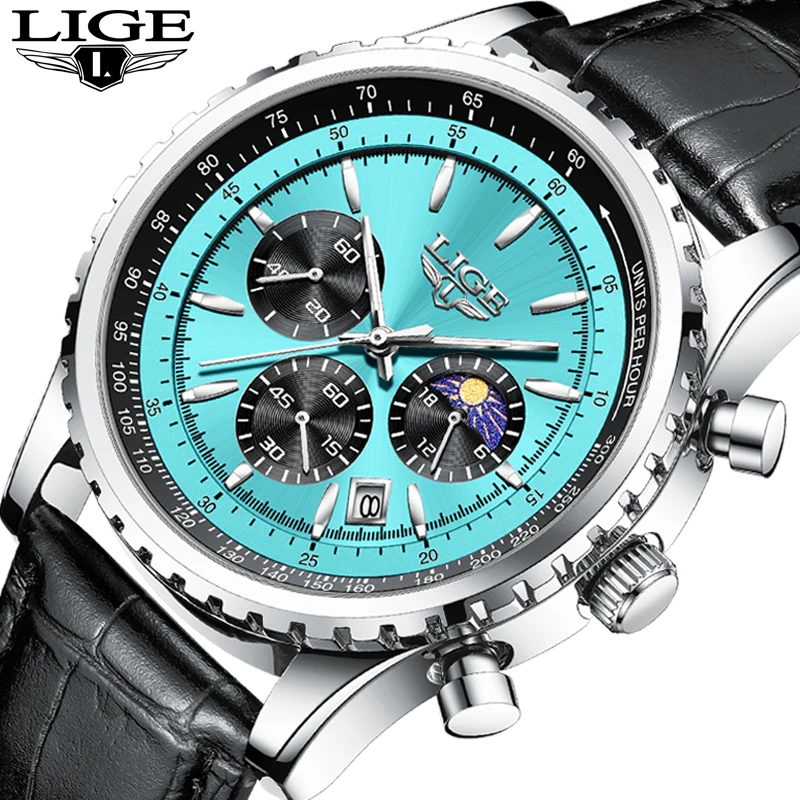 LIGE Fashion Date Quartz Men Watches Top Brand Luxury Male Clock Chronograph Sport Mens Wrist Watch  Relogio Masculino Big Dial