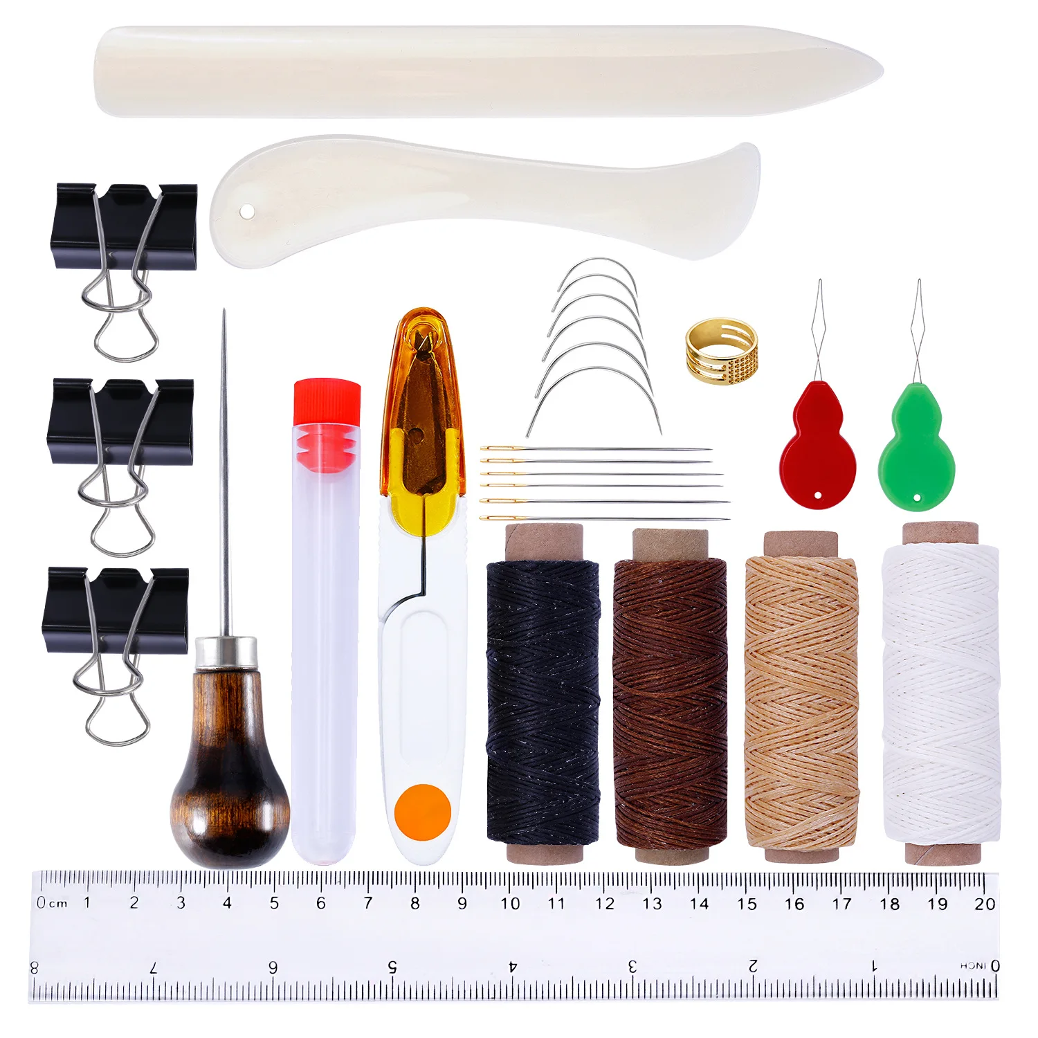 Bookbinding Kit Starter Tools Set Bone Folder Paper Creaser, Waxed Thread, Awl, for DIY Bookbinding Crafts and Sewing Supplies