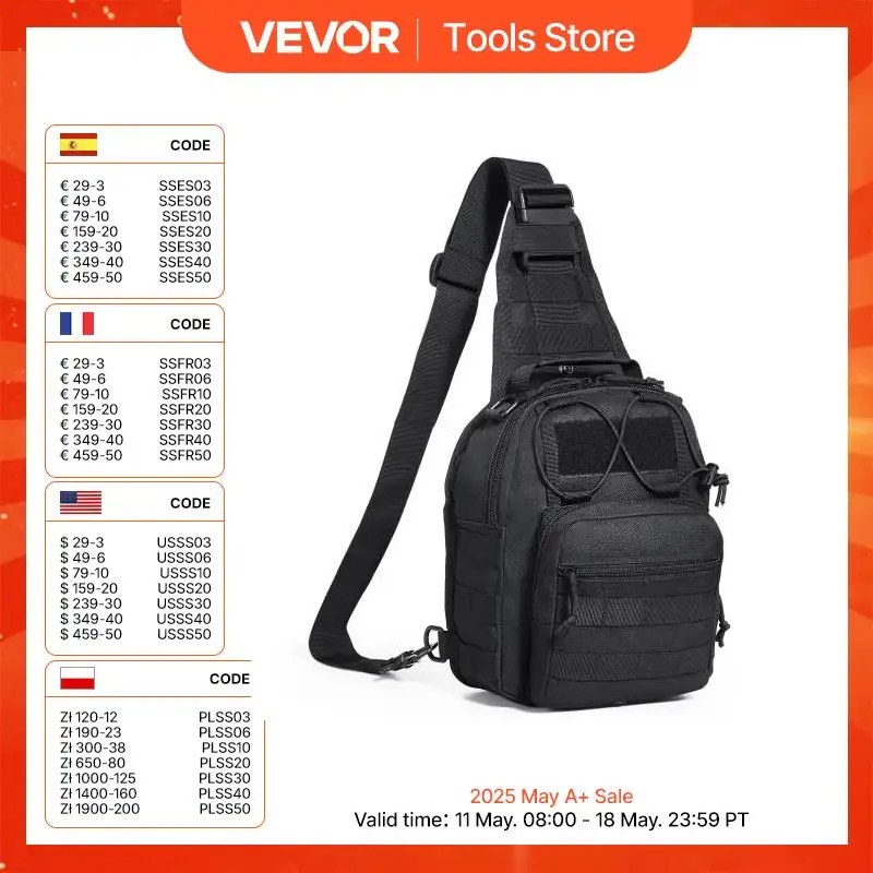VEVOR Sac de sport tactique avec design Molle et compartiment à