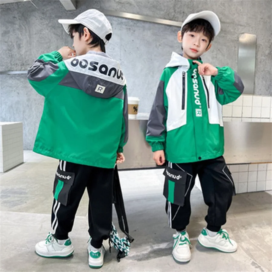 

2023 Autumn Baby Clothes Children teen Boys Sport Letters jacket Pants 2Pcs/sets teen Active Clothing Kids outfit 2-14 years