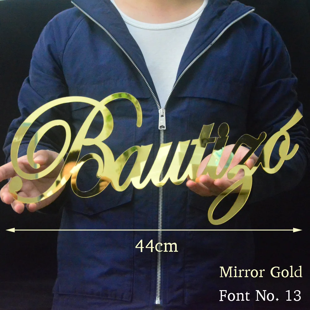 20cm-44cm Wide Mirror Gold Name Sign Wall Hanging Sign Rustic Wedding Anniversary Engagement Party Decor 2mm Thickness