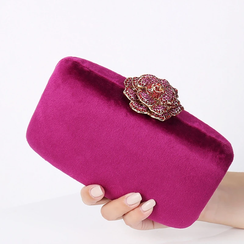 Women Fashion Prom Handbag Ladies Wedding Party Flower Lock Evening Clutch Banquet Purse Shoulder Bag Dropship