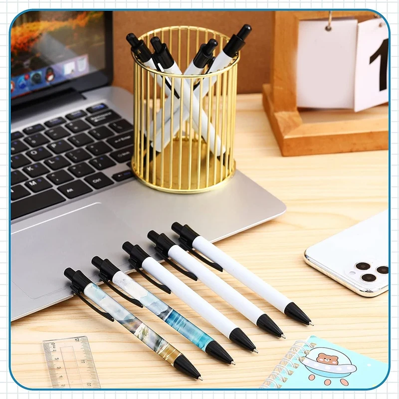 12Sets Sublimation Pens Blank Sublimation Ballpoint Pen With Shrink Wrap For Office School Stationery Supplies Easy To Use