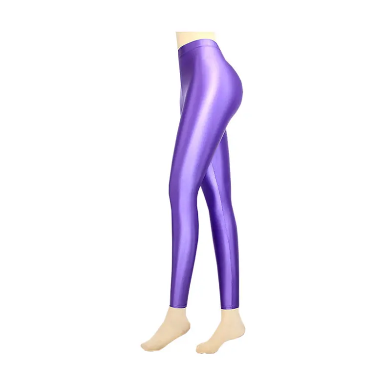 Damen-Leggings aus Satin mit hoher Taille, knöchellang, glänzende Glitzer-Strumpfhose, japanischer Stil, sexy Jeggings – Detail 10
