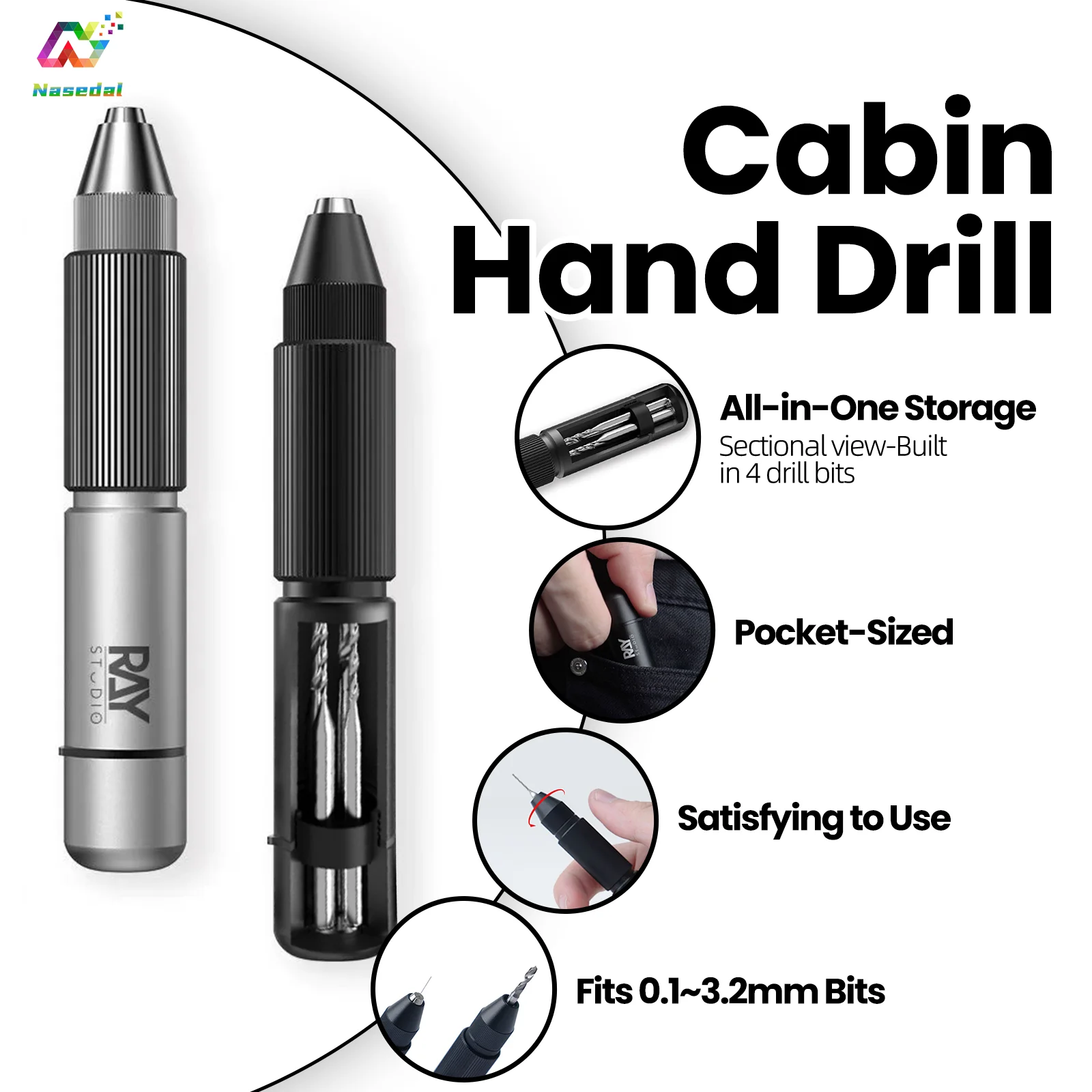RAYSTUDIO RHD-01 건담 군사 모델 제작 도구용 캐빈 핸드 드릴 0.13.2mm 드릴 비트 수공예 드릴링 취미 DIY 도구