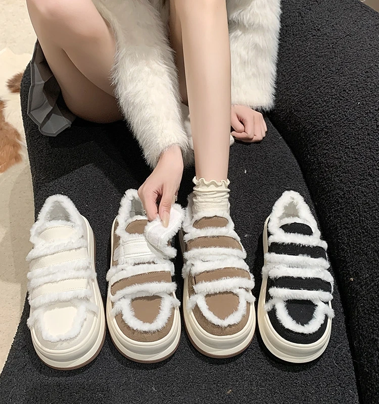 

Женская обувь на платформе, универсальная женская обувь, повседневные кроссовки, сабо, новая классическая зимняя обувь из искусственной кожи в римском стиле на липучке, базовая обувь для отдыха