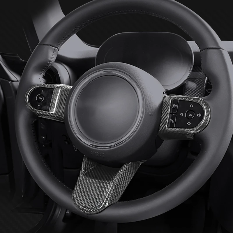 3Pcs Car Carbon Fiber Steering Wheel Panel Cover Trim Decoration Frame Sticker For MINI Cooper F55 F56 F57 2021 2022